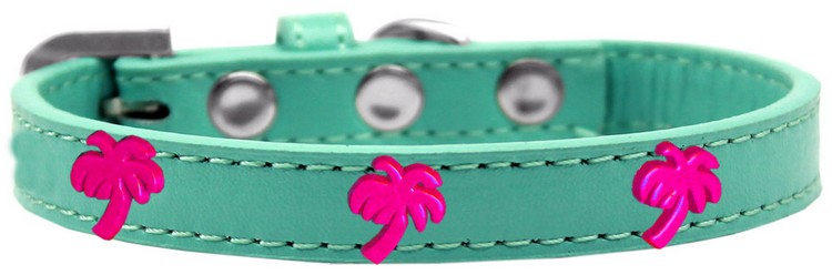 Pink Palm Tree Widget Dog Collar Aqua Size 16